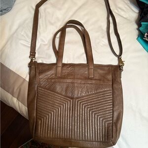Olive Green Leather Tote Bag